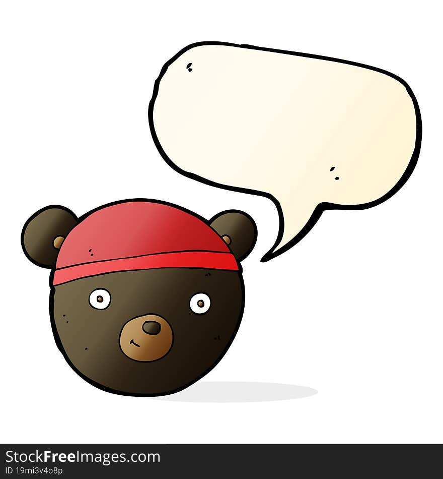 cartoon black bear face with speech bubble