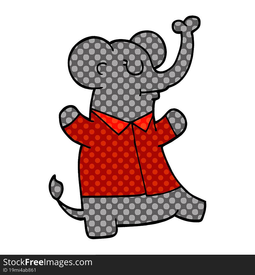 cartoon doodle elephant wearing shirt