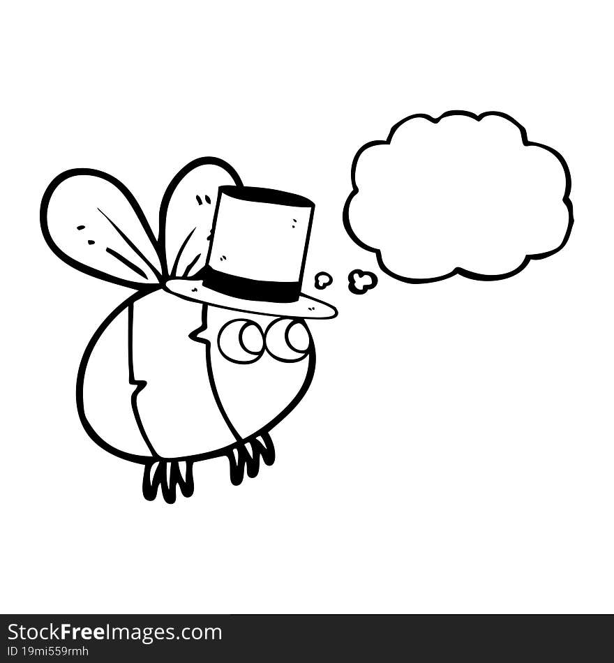 thought bubble cartoon bee in top hat