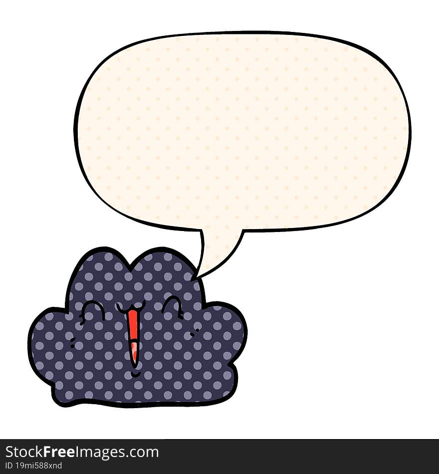 cute cartoon cloud and speech bubble in comic book style