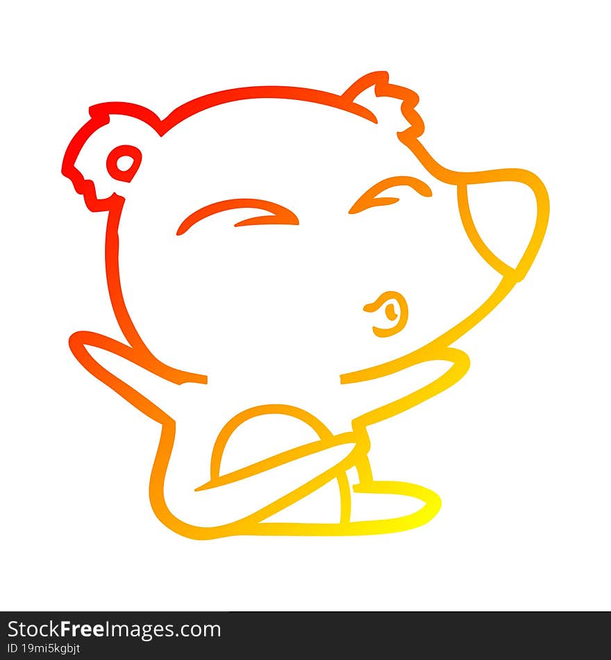 warm gradient line drawing cartoon whistling bear