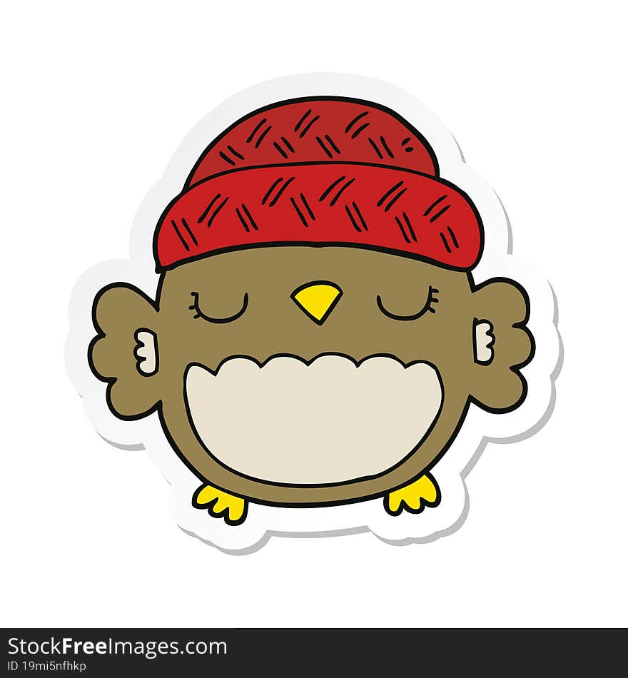 sticker of a cute cartoon owl in hat