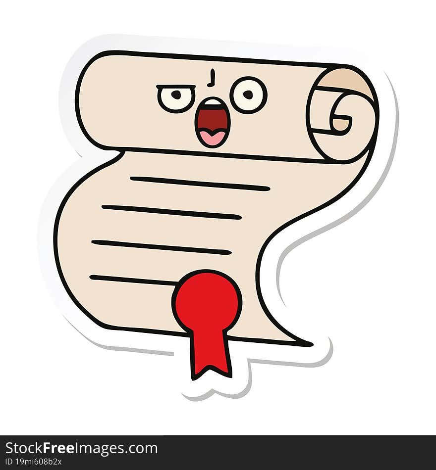 Sticker Of A Cute Cartoon Contract