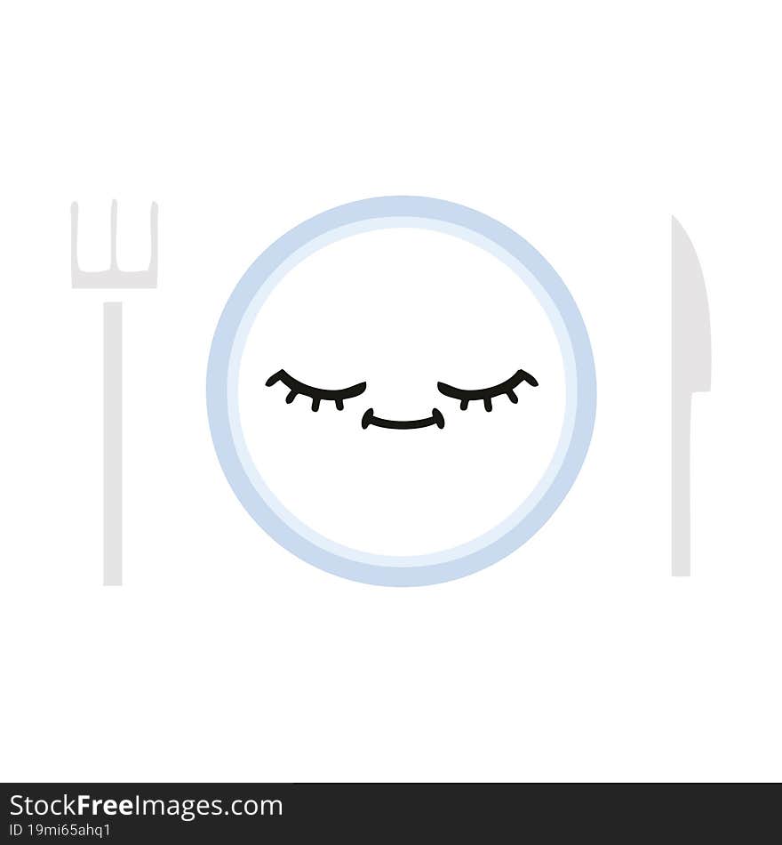 flat color retro cartoon of a dinner plate