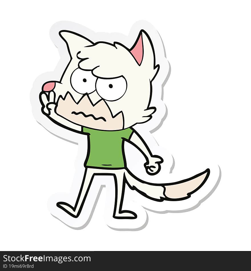 sticker of a cartoon annoyed fox