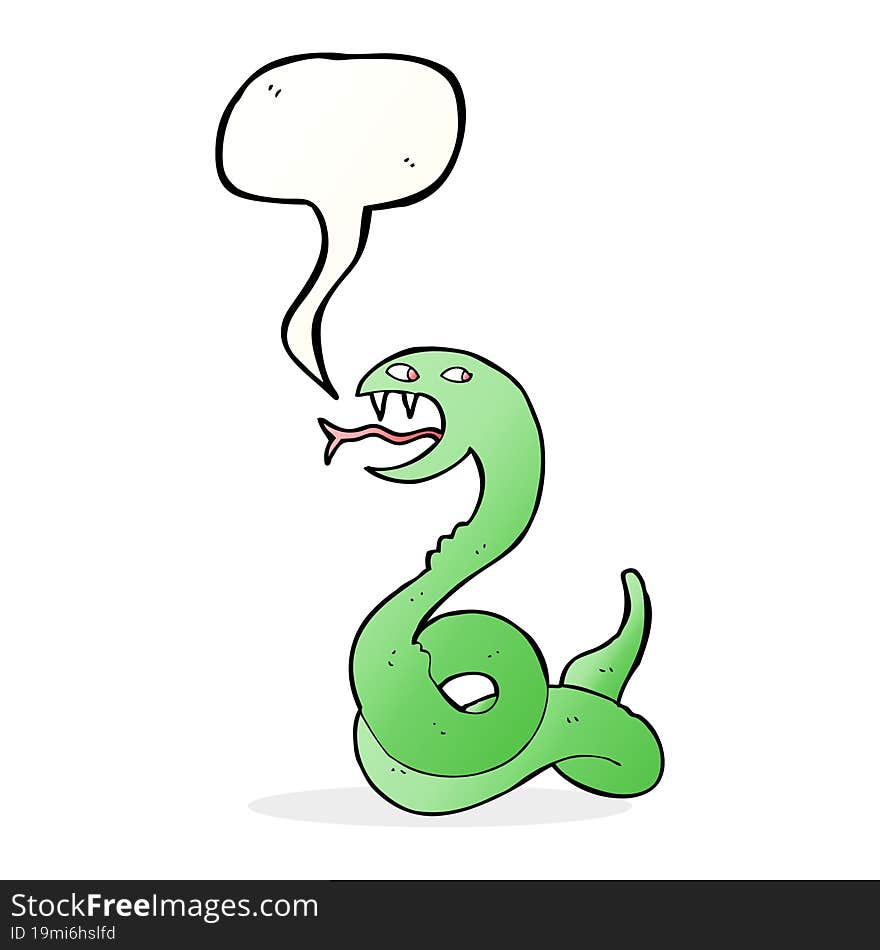 Cartoon Hissing Snake With Speech Bubble