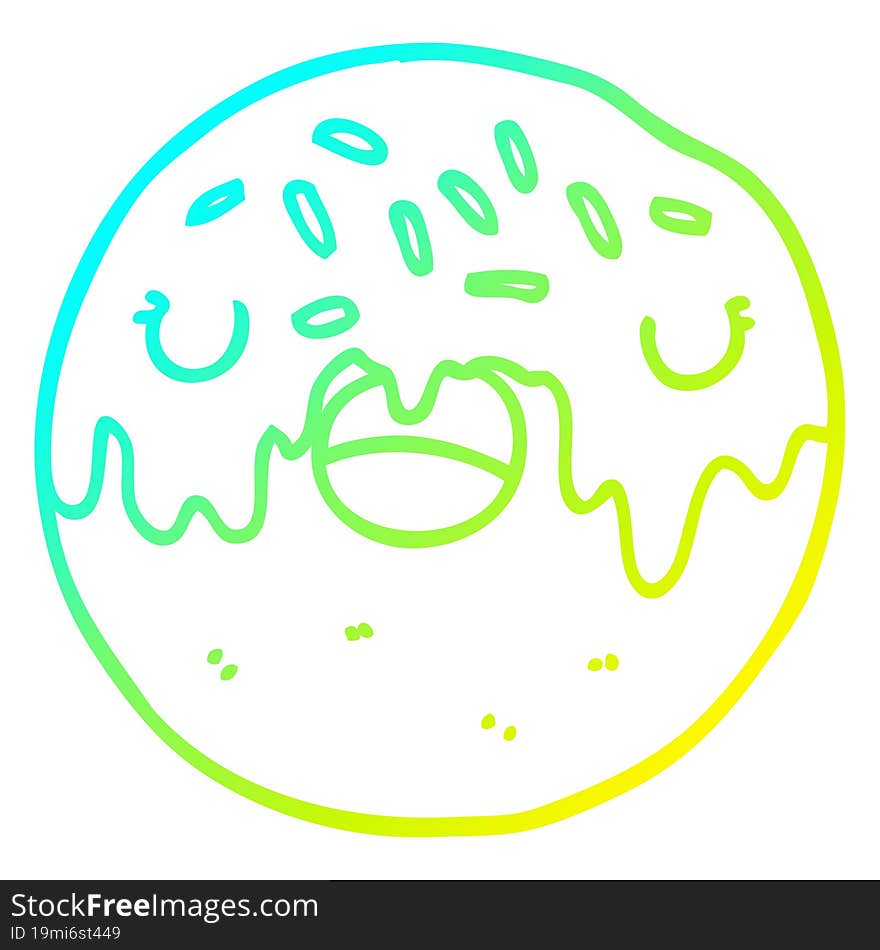 cold gradient line drawing cartoon donut