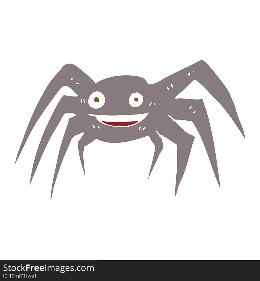 flat color illustration of happy spider. flat color illustration of happy spider