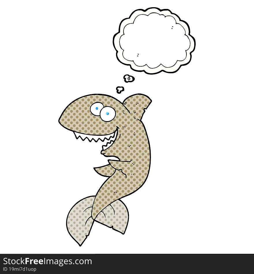 freehand drawn thought bubble cartoon shark