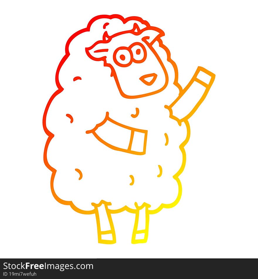 warm gradient line drawing of a cartoon sheep