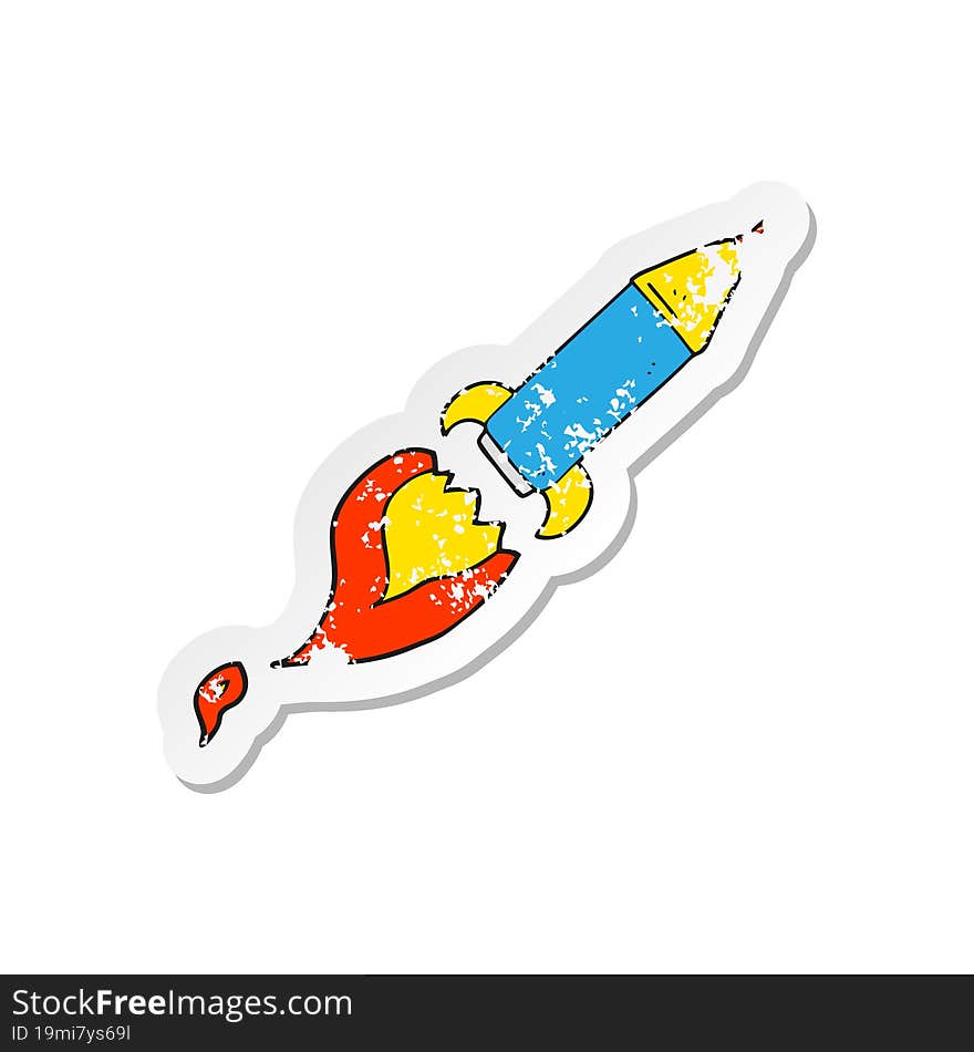 Retro Distressed Sticker Of A Cartoon Rocket