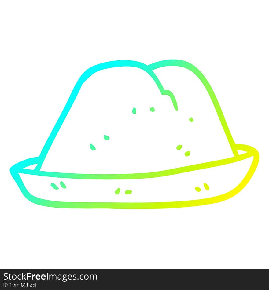 cold gradient line drawing of a cartoon hat