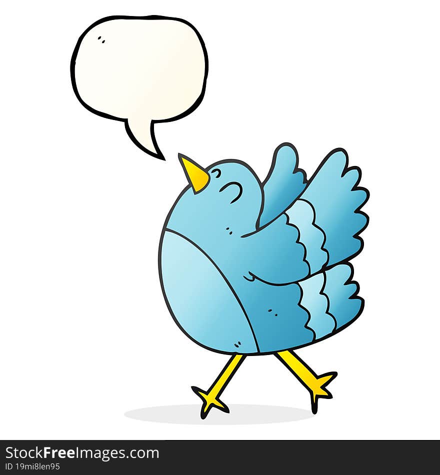 freehand drawn speech bubble cartoon happy bird