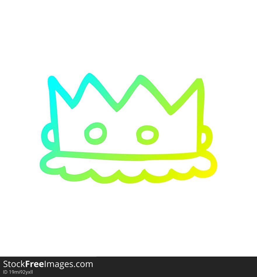 cold gradient line drawing cartoon royal crown