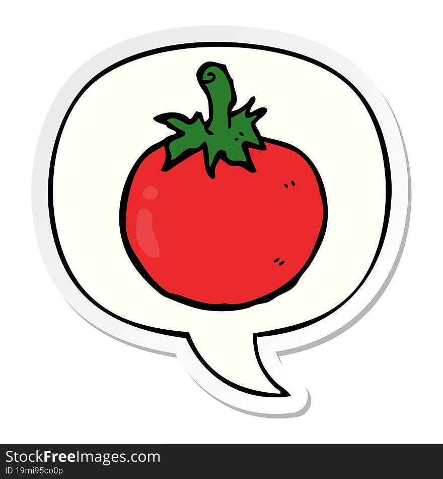 cartoon tomato and speech bubble sticker