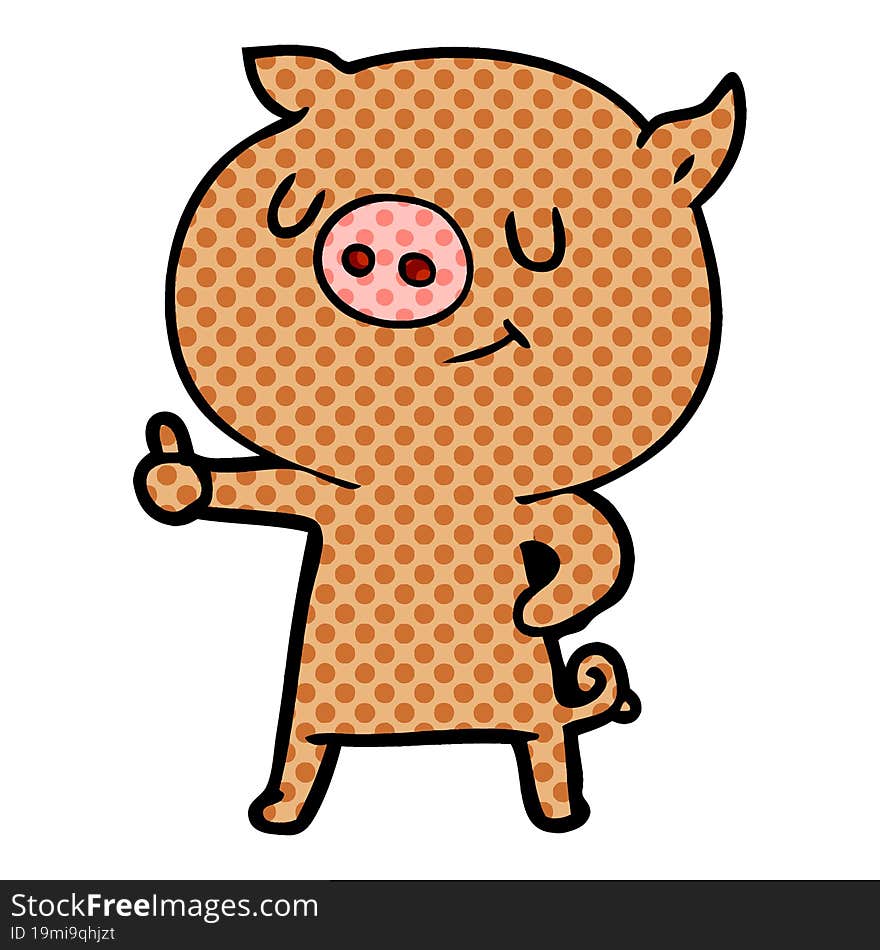 happy cartoon pig. happy cartoon pig