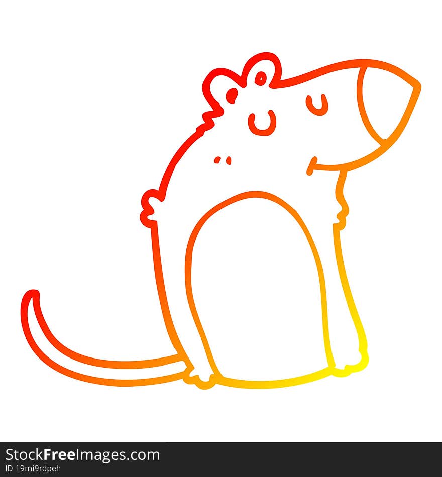 warm gradient line drawing cartoon fat rat