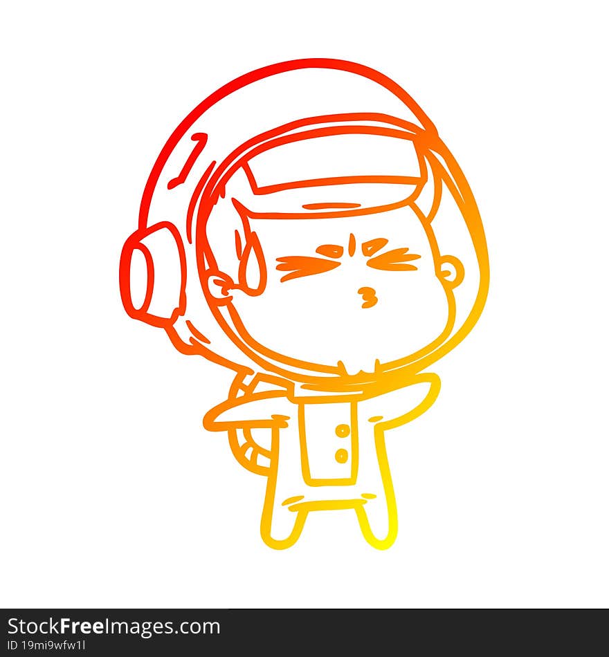 warm gradient line drawing cartoon stressed astronaut