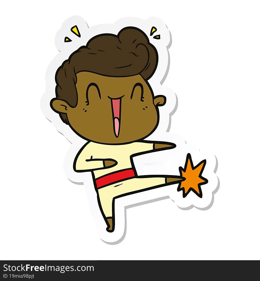 sticker of a cartoon excited man