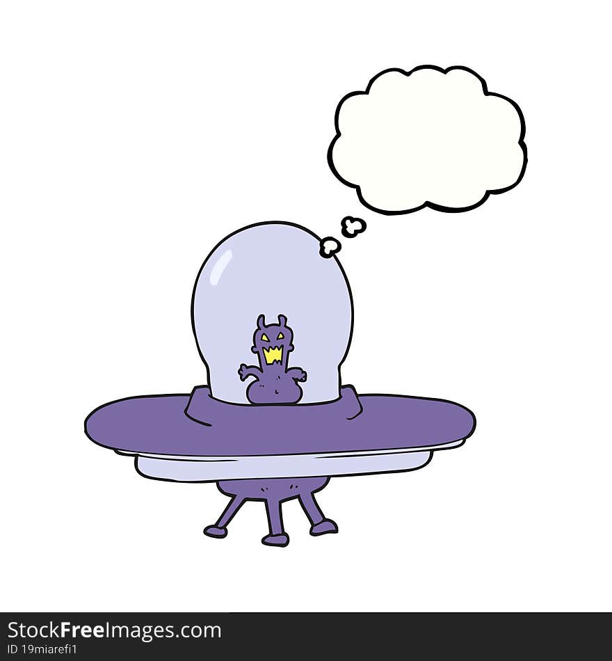 thought bubble cartoon alien spaceship