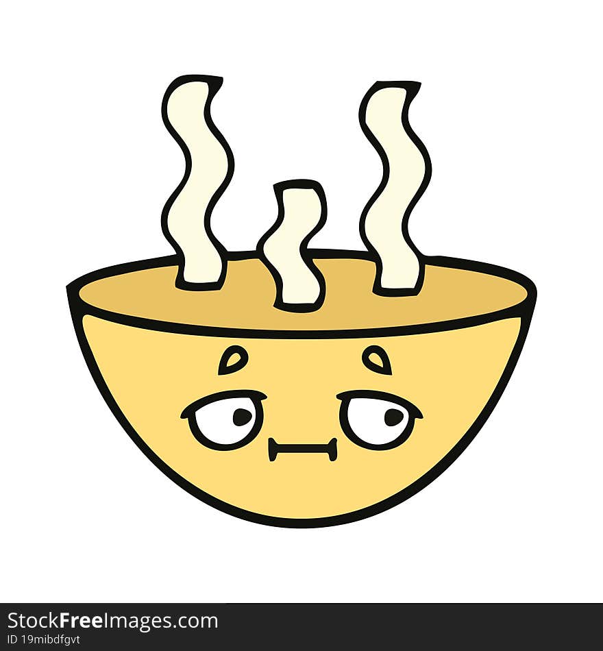 cute cartoon of a bowl of hot soup