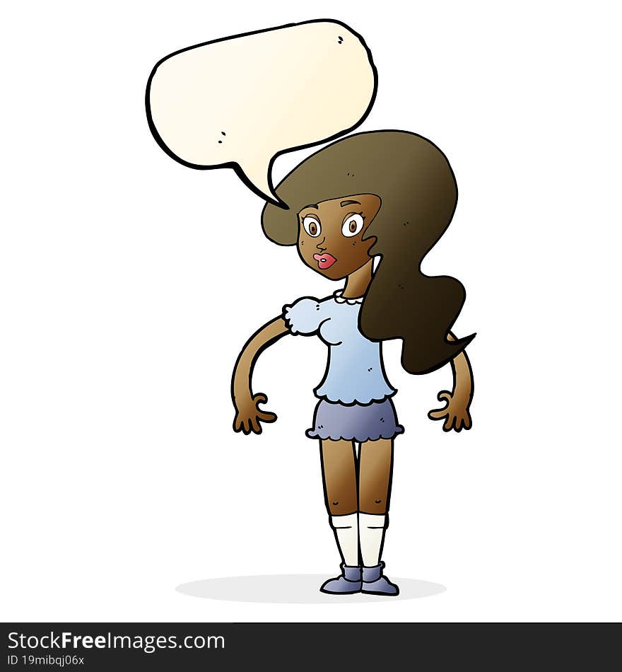 cartoon pretty woman with speech bubble