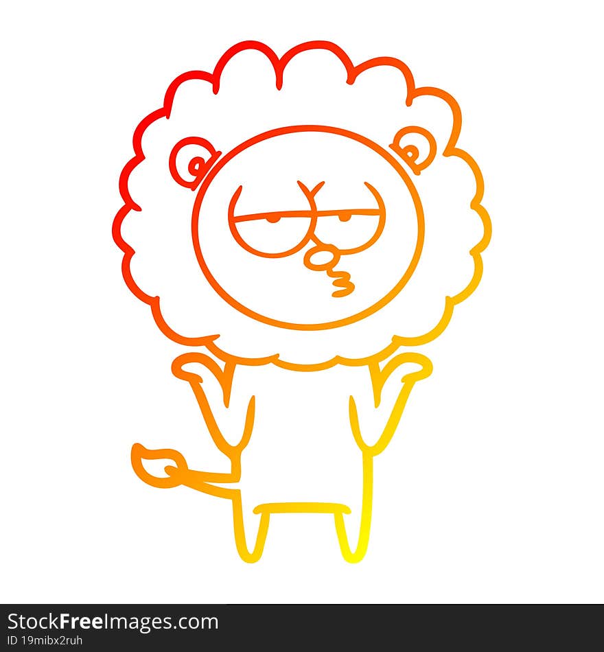 warm gradient line drawing cartoon bored lion