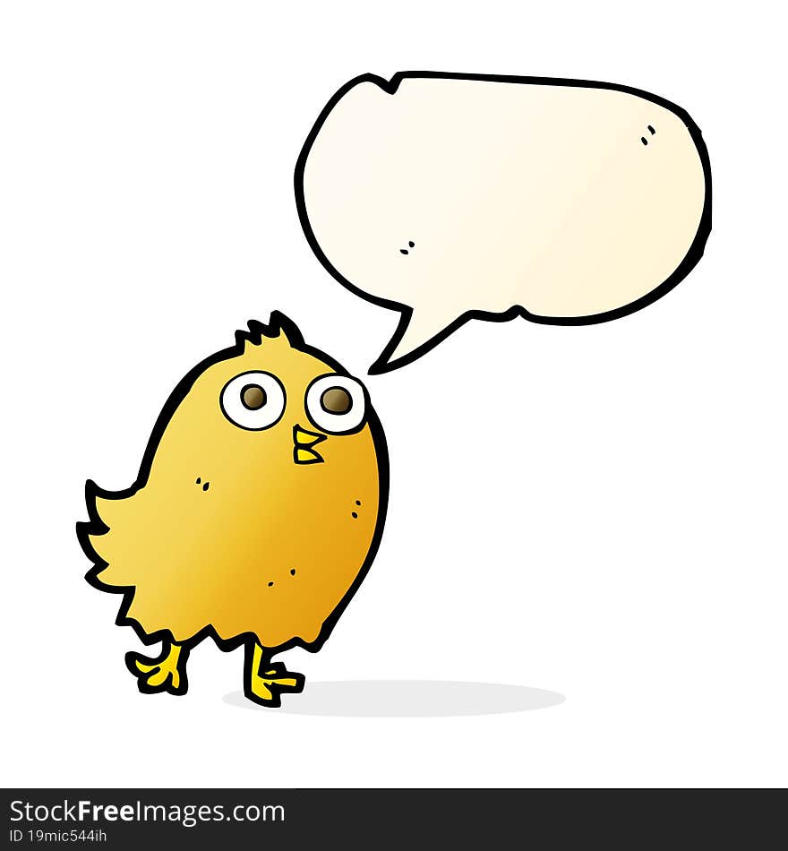 cartoon happy bird with speech bubble