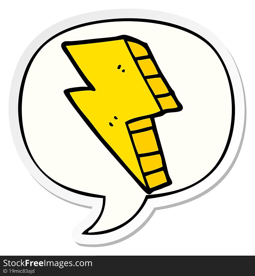 cartoon lightning bolt with speech bubble sticker