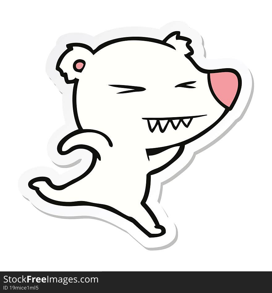 sticker of a running polar bear cartoon