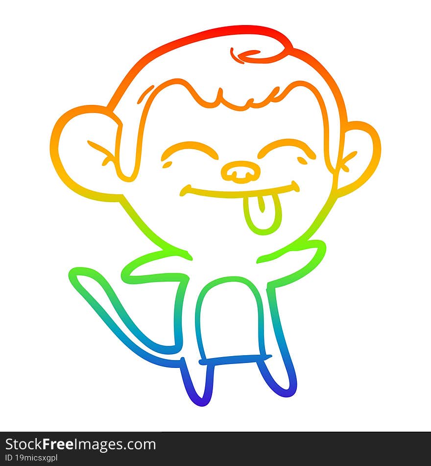 rainbow gradient line drawing funny cartoon monkey