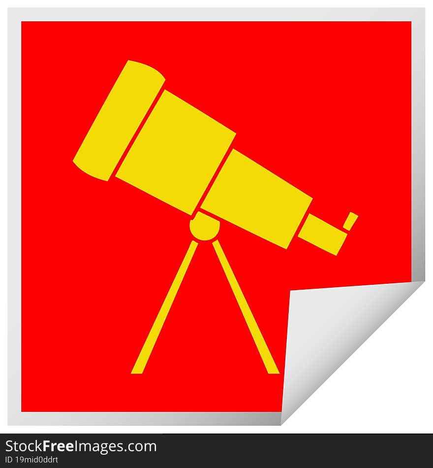 square peeling sticker cartoon of a telescope