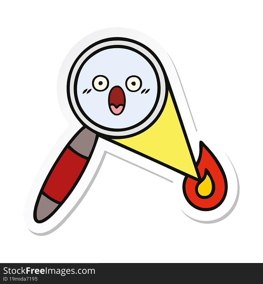 Sticker Of A Cute Cartoon Magnifying Glass