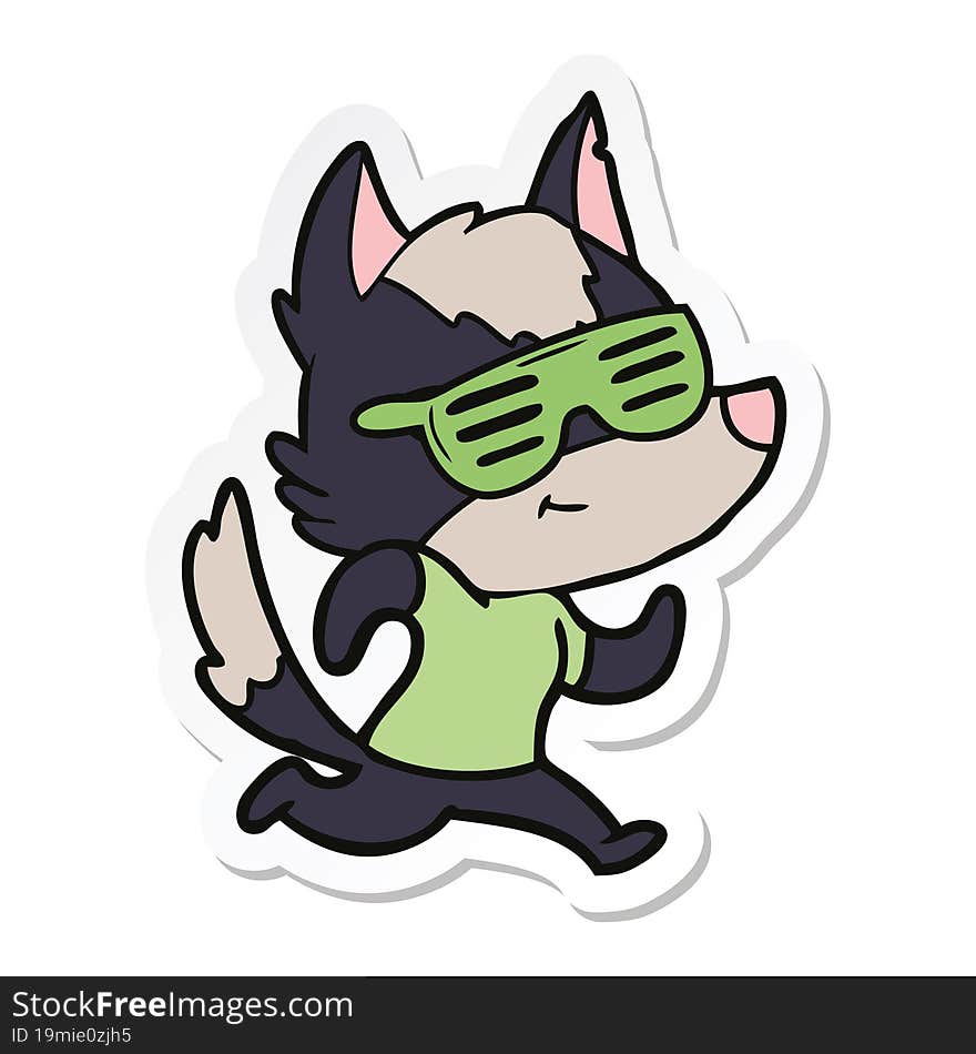 sticker of a cool cartoon wolf