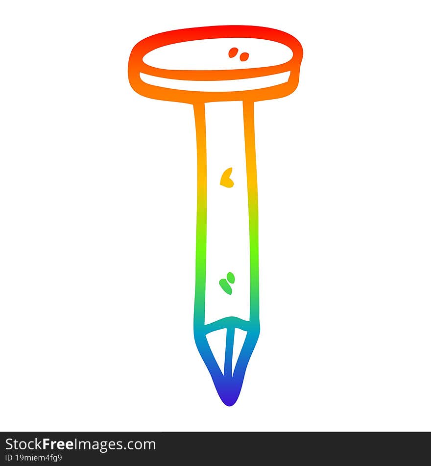 rainbow gradient line drawing cartoon iron nail