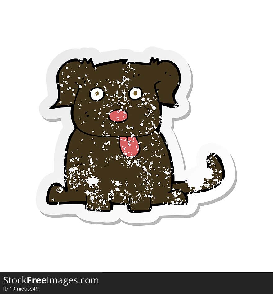 Retro Distressed Sticker Of A Cartoon Dog