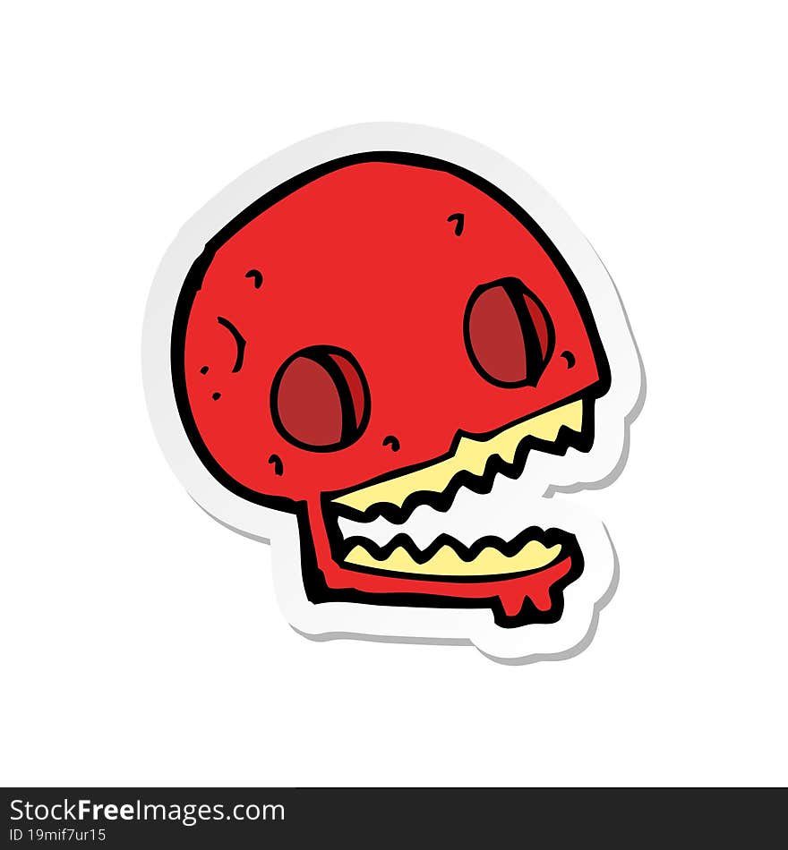 sticker of a cartoon spooky skull