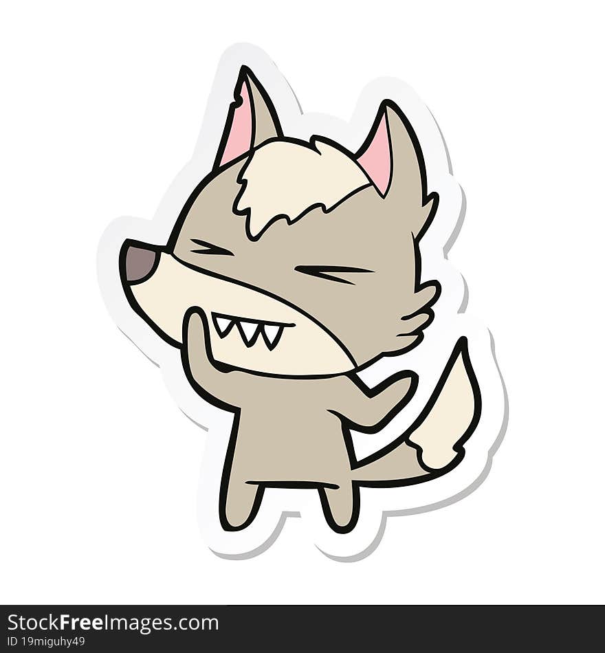 sticker of a angry wolf cartoon