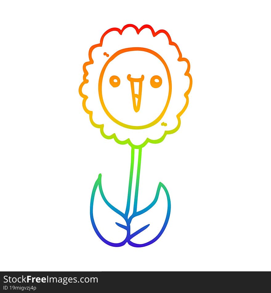 rainbow gradient line drawing cartoon flower