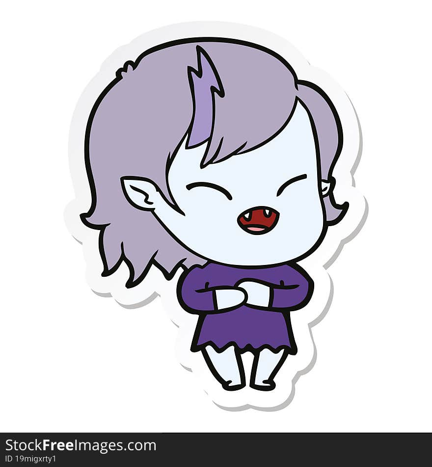 Sticker Of A Cartoon Laughing Vampire Girl