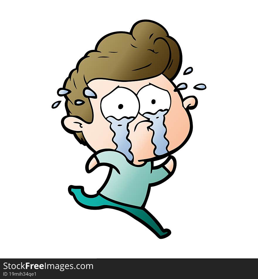 cartoon crying man running. cartoon crying man running