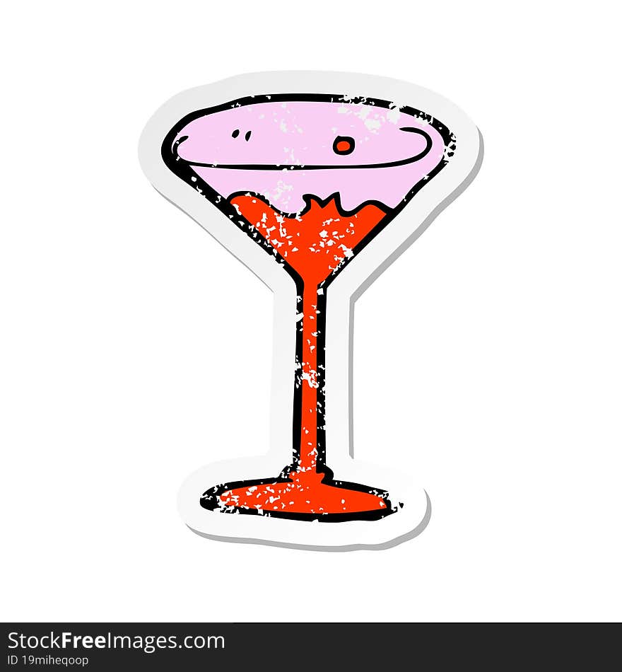 retro distressed sticker of a cartoon cocktail