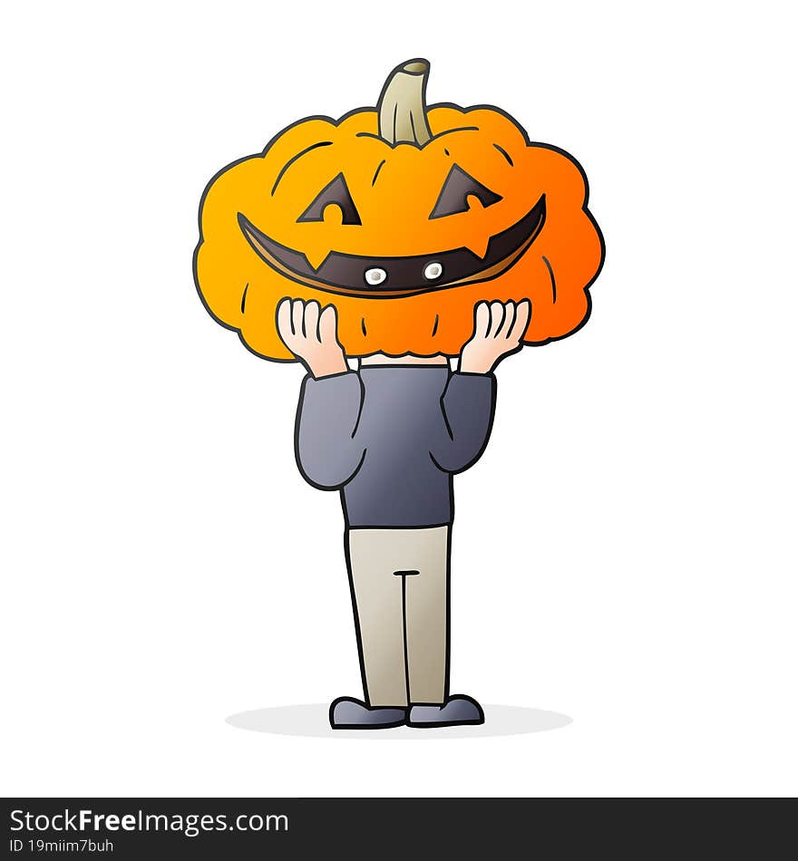 Cartoon Pumpkin Head Halloween Costume