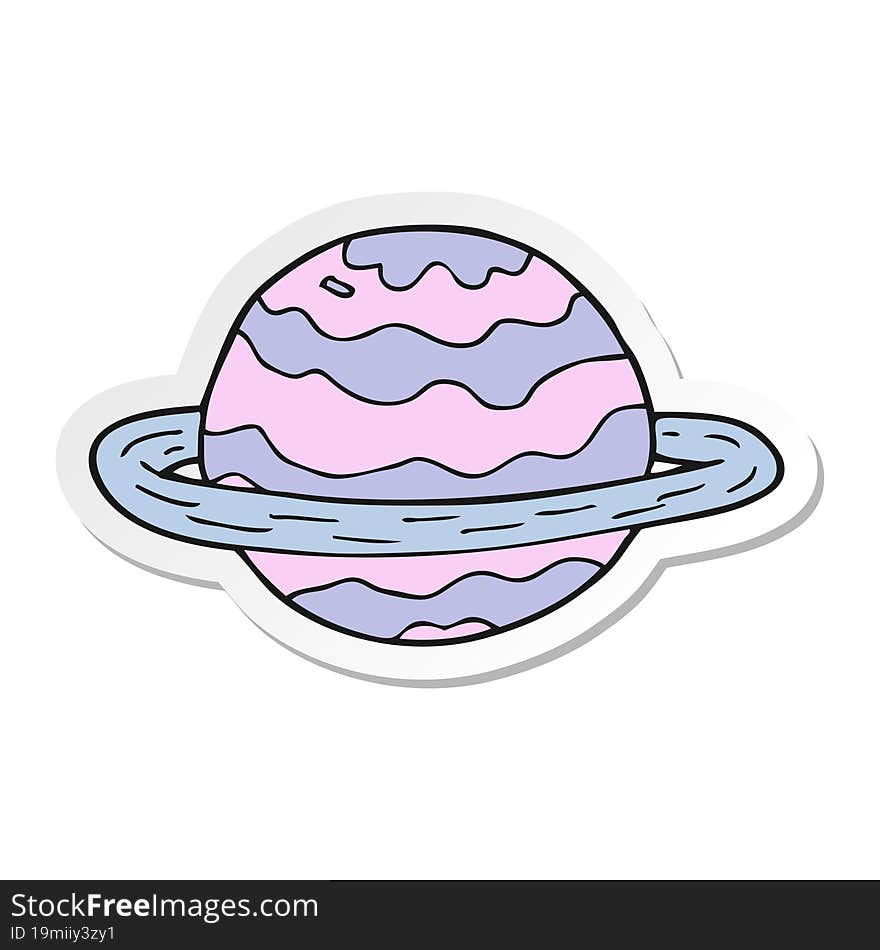 sticker of a cartoon alien planet