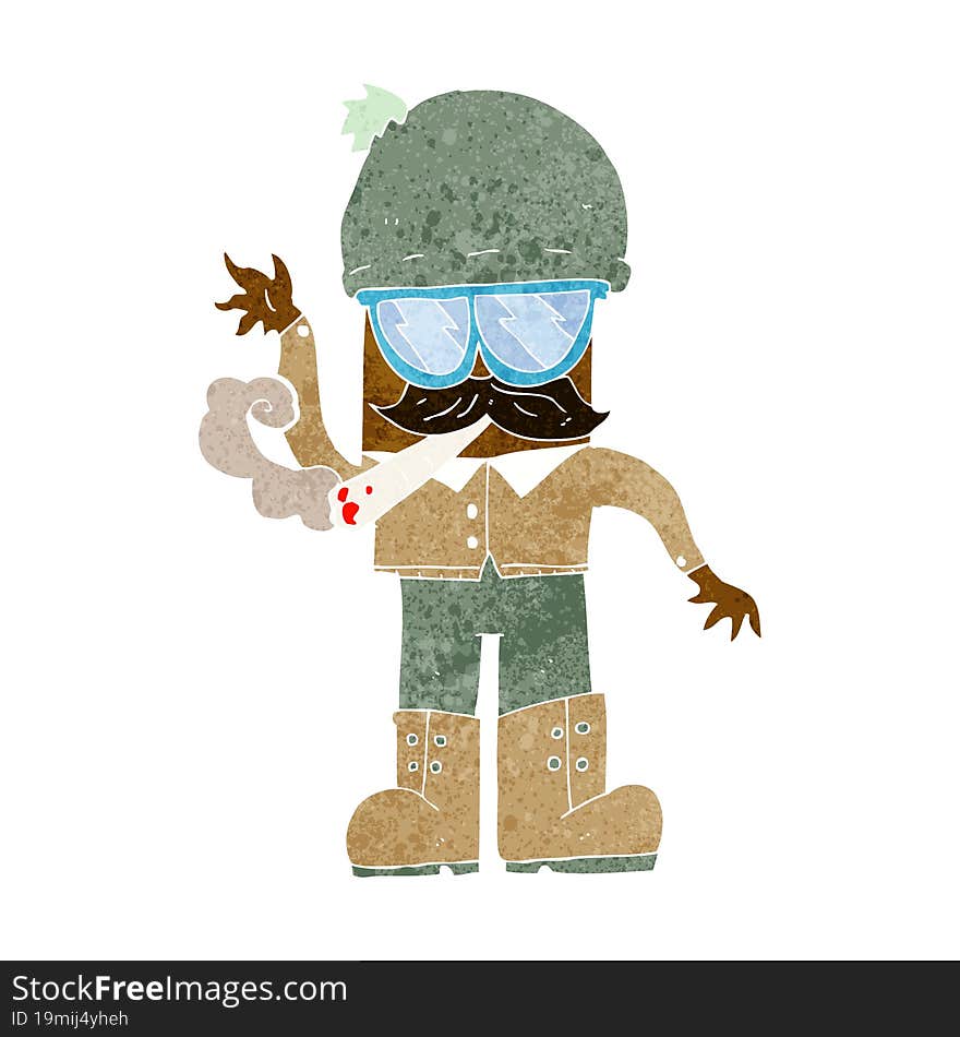 cartoon man smoking pot