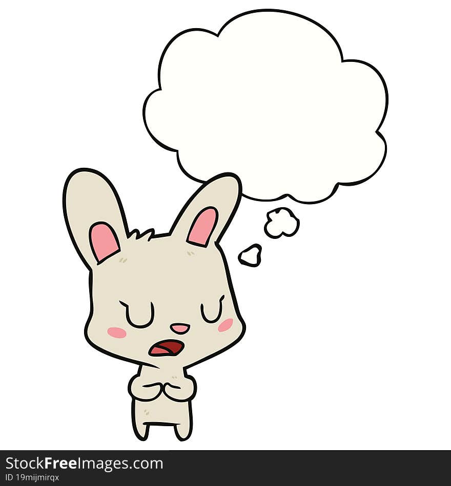 cartoon rabbit talking with thought bubble. cartoon rabbit talking with thought bubble