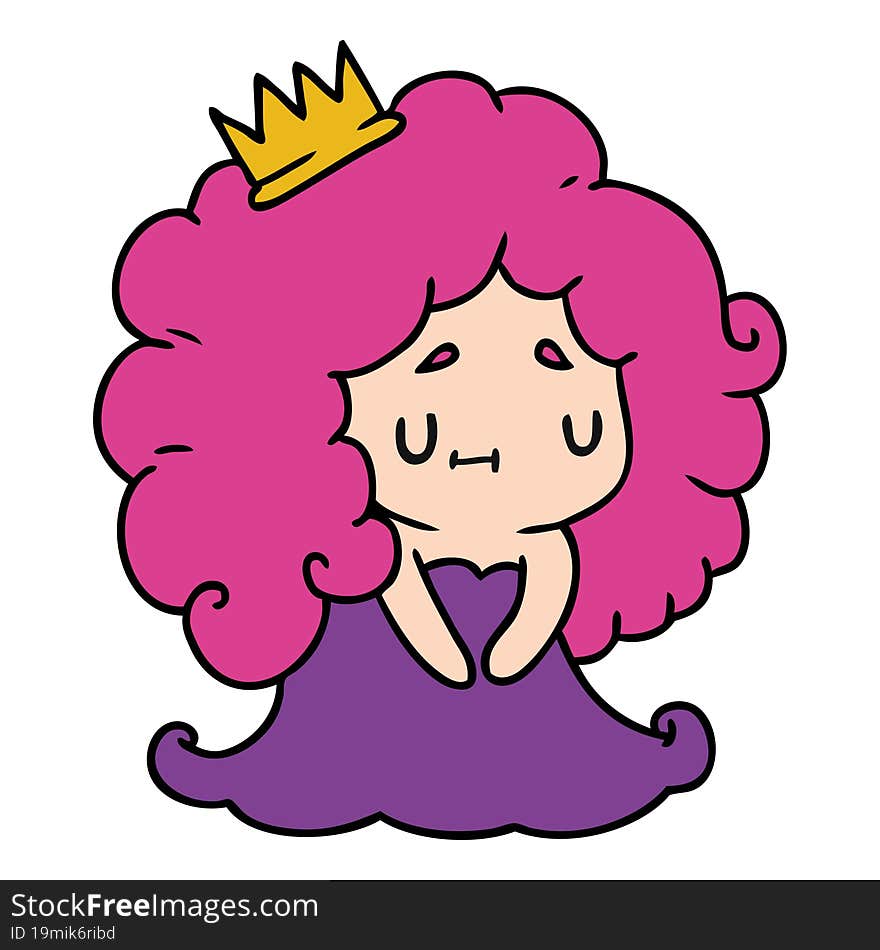 cartoon illustration of a cute kawaii princess girl. cartoon illustration of a cute kawaii princess girl