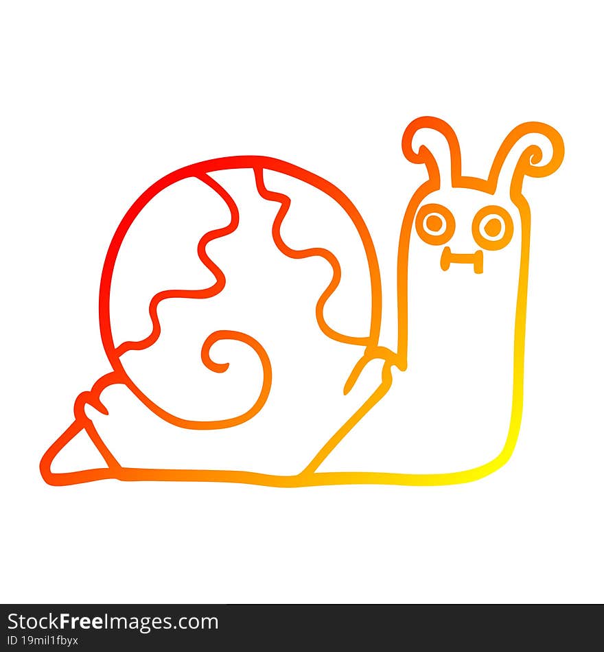 warm gradient line drawing of a cartoon snail