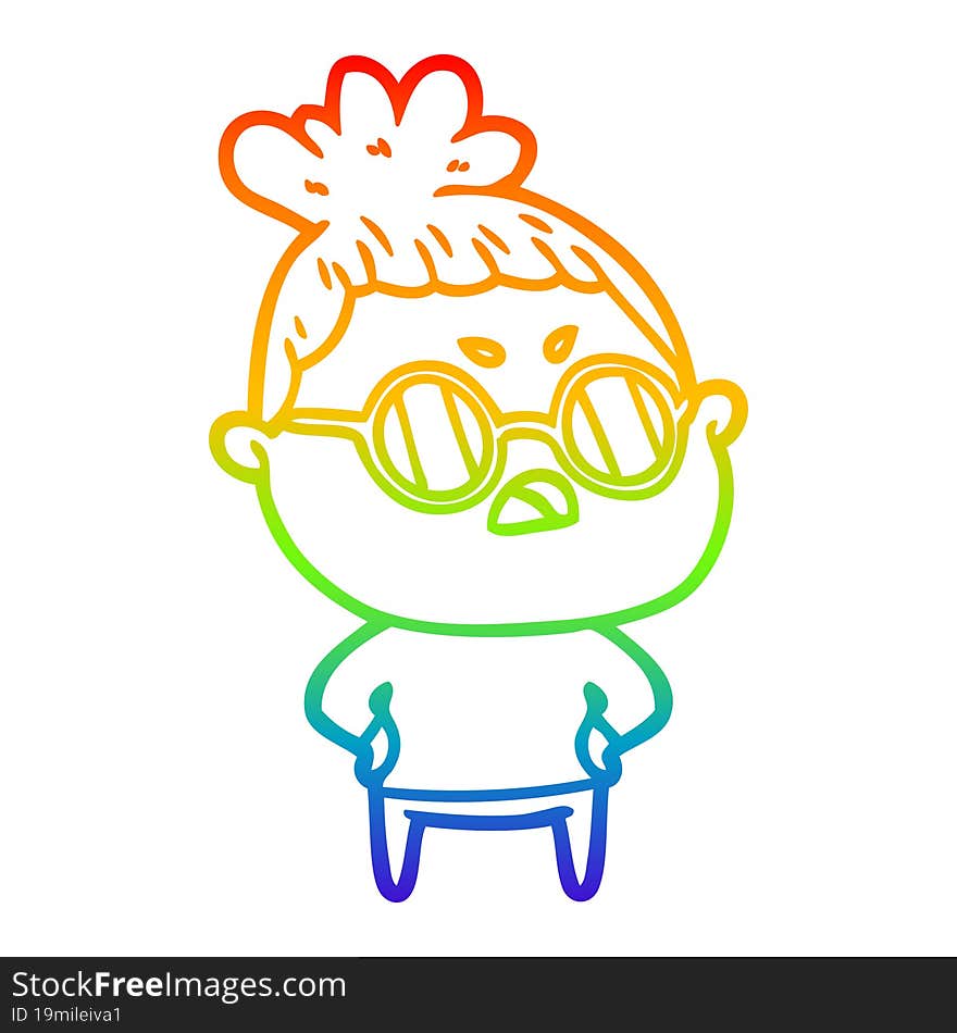 rainbow gradient line drawing cartoon annoyed woman