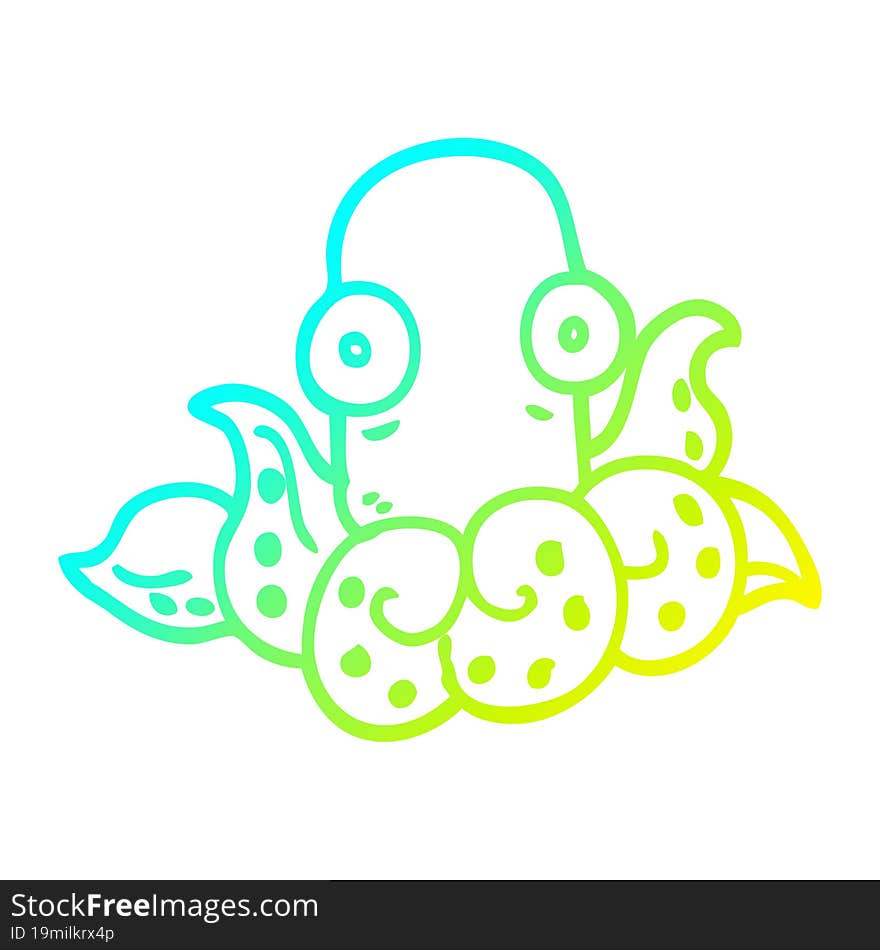 cold gradient line drawing cartoon funny octopus